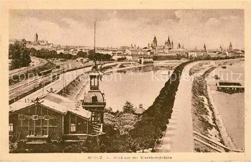 AK / Ansichtskarte Mainz Rhein Blick von der Eisenbahnbruecke