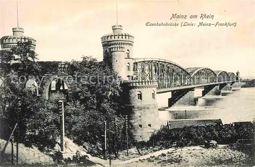 AK / Ansichtskarte Mainz Rhein Eisenbahnbruecke