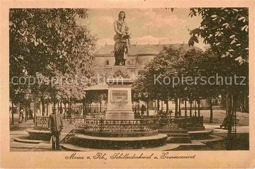 AK / Ansichtskarte Mainz Rhein Schillerdenkmal und Gouvernement Serie 280 No 4