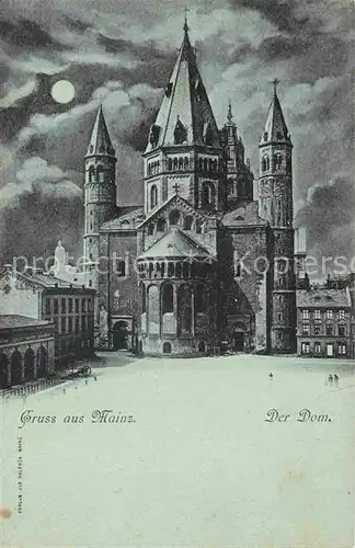AK / Ansichtskarte Mainz Rhein Dom im Mondschein