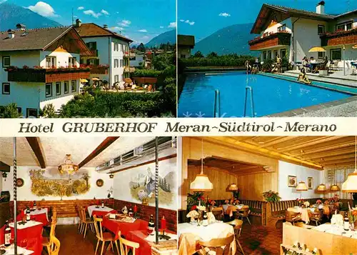 AK / Ansichtskarte Meran Merano Hotel Gruberhof Schwimmbad Gastraeume