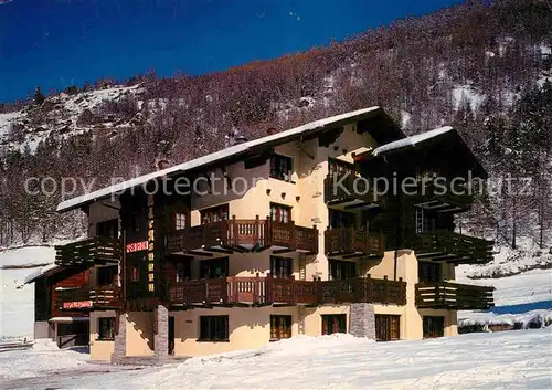 AK / Ansichtskarte Saas Grund Pension Restaurant Baergsunnu Kat. Saas Grund