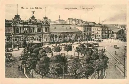 AK / Ansichtskarte Mainz Rhein Hauptbahnhof Strassenbahn