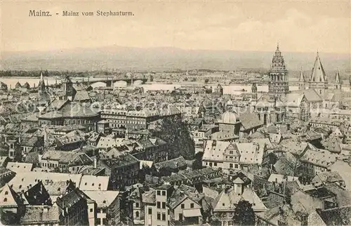 AK / Ansichtskarte Mainz Rhein Stadtbild vom Stephansturm gesehen