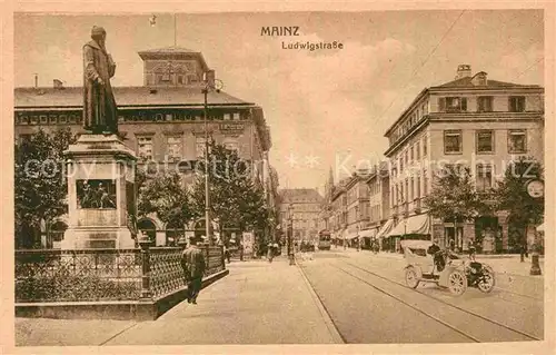 AK / Ansichtskarte Mainz Rhein Ludwigstrasse Automobil Gutenberg Denkmal