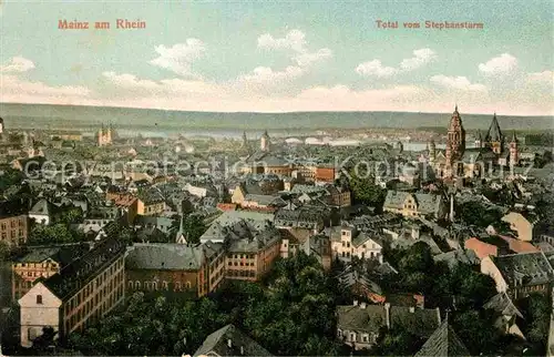 AK / Ansichtskarte Mainz Rhein Totalansicht mit Dom vom Stephansturm gesehen