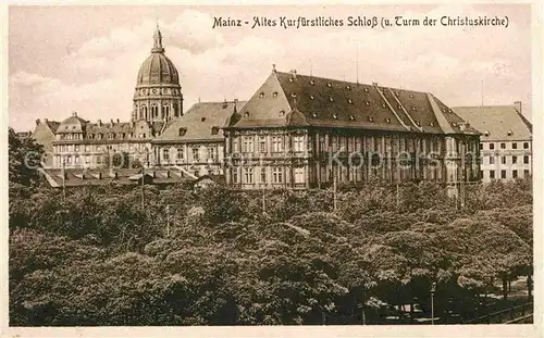 AK / Ansichtskarte Mainz Rhein Altes Kurfuerstliches Schloss Turm der Christuskirche