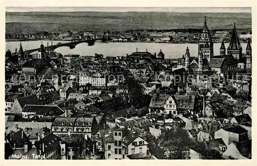 AK / Ansichtskarte Mainz Rhein Total mit Dom Rheinbruecke