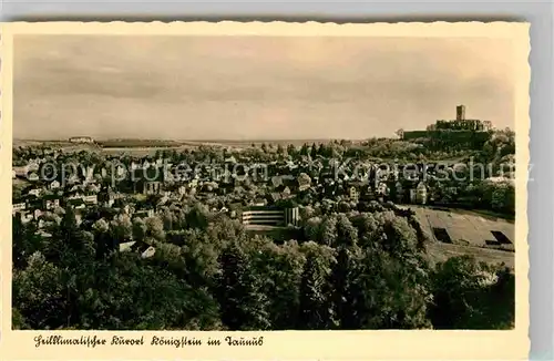 AK / Ansichtskarte Koenigstein Taunus Panorama mit Blick zur Burgruine Heilklimatischer Kurort Kat. Koenigstein im Taunus