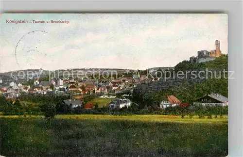 AK / Ansichtskarte Koenigstein Taunus Panorama Blick vom Breulsweg zur Burgruine Kat. Koenigstein im Taunus
