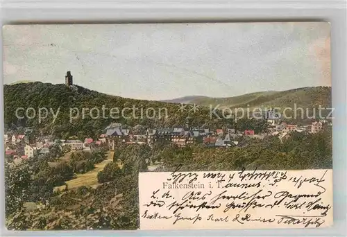 AK / Ansichtskarte Falkenstein Taunus Panorama mit Blick zur Burgruine Kat. Koenigstein im Taunus