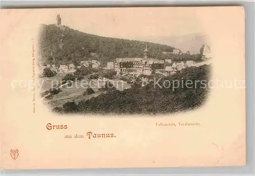 AK / Ansichtskarte Falkenstein Taunus Totalansicht mit Blick zur Burgruine Kat. Koenigstein im Taunus