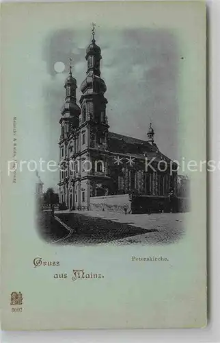 AK / Ansichtskarte Mainz Rhein Peterskirche im Mondschein Reichspost