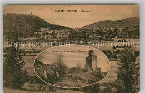 AK / Ansichtskarte Falkenstein Taunus Gesamtansicht mit Burgruine Kat. Koenigstein im Taunus