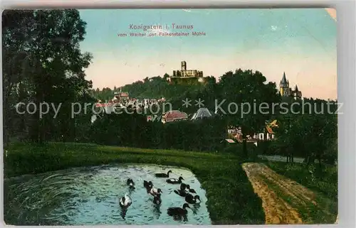 AK / Ansichtskarte Koenigstein Taunus vom Weiher der Falkensteiner Muehle Kat. Koenigstein im Taunus