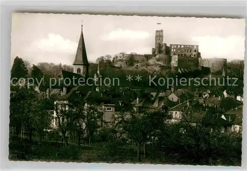 AK / Ansichtskarte Koenigstein Taunus Teilansicht mit Kath Kirche und Burg Hoehenluftkurort Kat. Koenigstein im Taunus