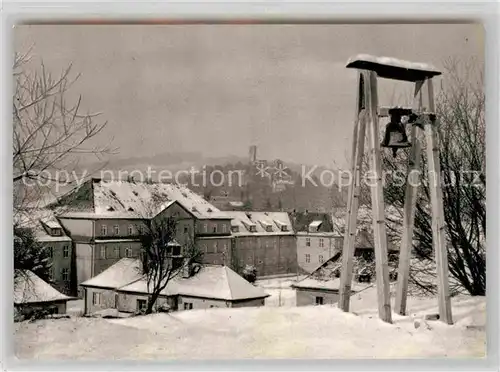 AK / Ansichtskarte Koenigstein Taunus St Albert Internatschule mit Gloecklein St Barbara Koenigsteiner Baustein im Winter Kat. Koenigstein im Taunus