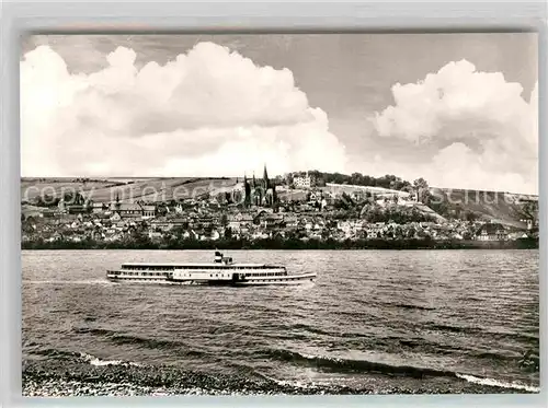 AK / Ansichtskarte Oppenheim Blick ueber den Rhein zur Weinstadt Dampfer Kat. Oppenheim Rhein