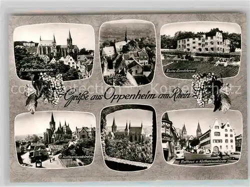 AK / Ansichtskarte Oppenheim Teilansichten Weinstadt Katharinenkirche Ruine Landskrone Rathaus Bromsilber Kat. Oppenheim Rhein