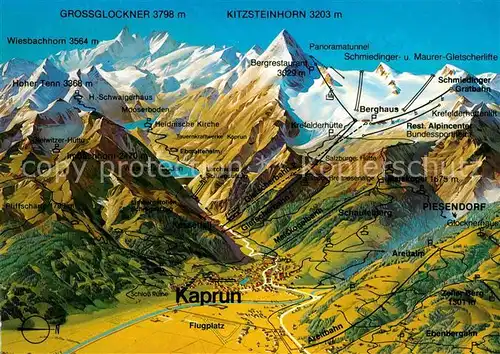 AK / Ansichtskarte Kaprun Feriengebiet mit den Hohen Tauern Grossglockner Kitzsteinhorn aus der Vogelperspektive Kat. Kaprun