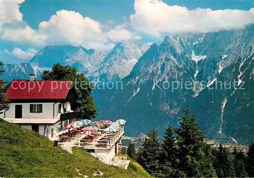 AK / Ansichtskarte Mittenwald Karwendel Tirol Kranzberghaus gegen Karwendelgebirge Huber Karte Nr 8203 Kat. Schwaz
