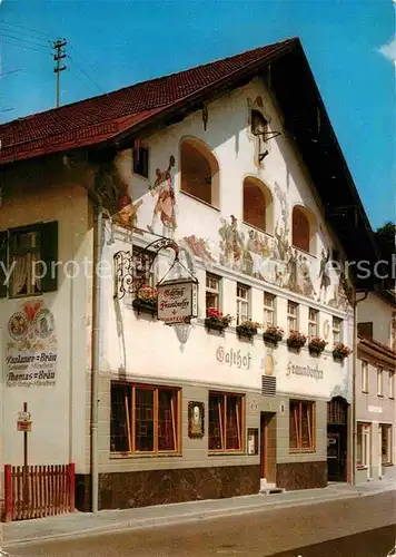 AK / Ansichtskarte Garmisch Partenkirchen Gasthof Cafe Restaurant Fraundorfer Fassadenmalerei Kat. Garmisch Partenkirchen