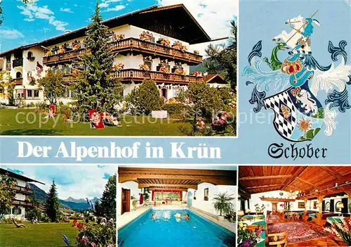 AK / Ansichtskarte Kruen Hotel Pension Alpenhof Garten Hallenbad Gastraum Kat. Kruen