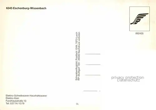 AK / Ansichtskarte Wissenbach Dillkreis Fliegeraufnahme Kat. Eschenburg