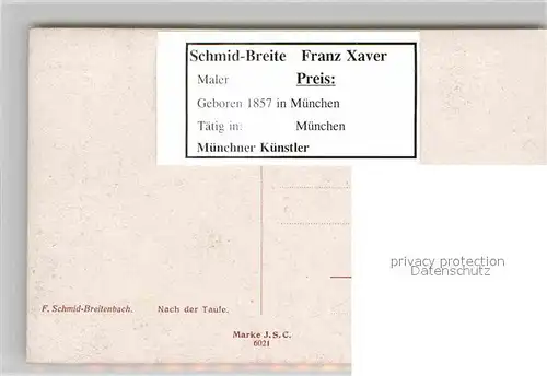 AK / Ansichtskarte Kuenstlerkarte F. Schmid Breitenbach Nach der Taufe Kat. Kuenstlerkarte