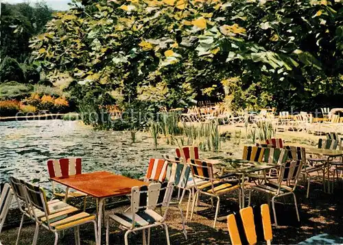 AK / Ansichtskarte Elfenborn Rinteln Hotel Restaurant Blumenparadies Gartenterrasse Teich