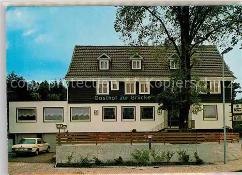 AK / Ansichtskarte Drolshagen Gasthof zur Bruecke Gaststube Panorama Kegelbahn Bar Kat. Drolshagen