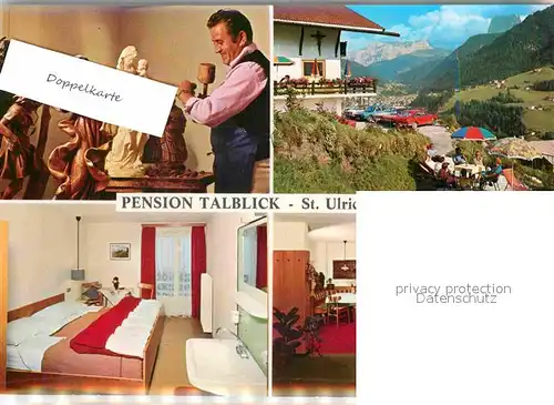 AK / Ansichtskarte Ortisei St Ulrich Pension Talblick Zimmer Gastraum Terrasse