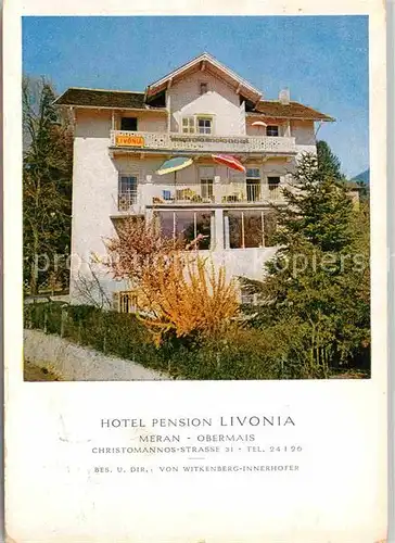 AK / Ansichtskarte Obermais Meran Hotel Pension Livonia