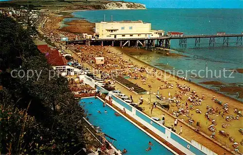 AK / Ansichtskarte Sandown Isle of Wight Swimming Pool Esplanade Pier Pavilion and Culver Cliv Kat. Isle of Wight