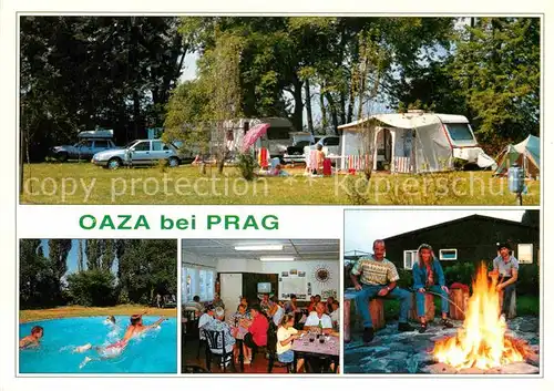 AK / Ansichtskarte Jesenice Jechnitz Tschechien Camping Osse Schwimmbad Restaurant Lagerfeuer