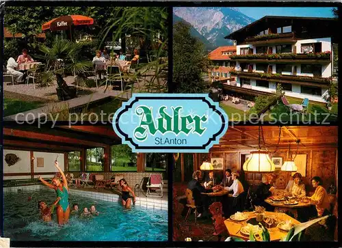 AK / Ansichtskarte St Anton Montafon Hotel Restaurant Adler Gartenterrrasse Hallenbad Gaststube Kat. St. Anton im Montafon