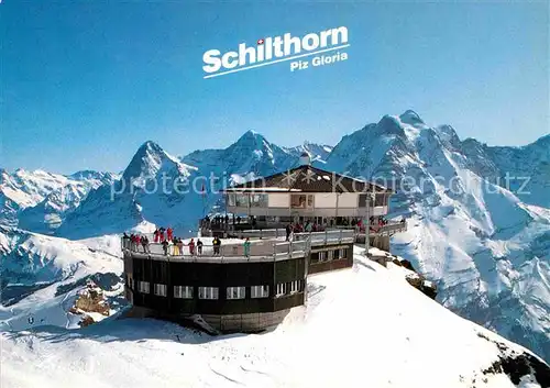 AK / Ansichtskarte Schilthorn Muerren Piz Gloria Bergrestaurant Alpenpanorama im Winter Kat. Schilthorn
