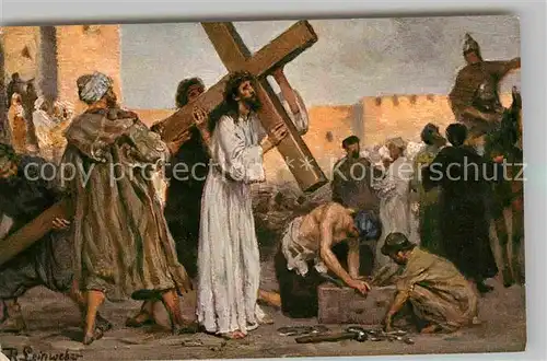 AK / Ansichtskarte Leinweber R. Jesus nimmt das Kreuz auf sich Neues Testament  Kat. Kuenstlerkarte