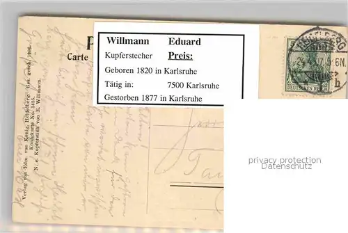 AK / Ansichtskarte Kuenstlerkarte Eduard Willmann Heidelberg Kupferstich  Kat. Kuenstlerkarte