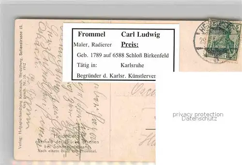 AK / Ansichtskarte Kuenstlerkarte Carl Ludwig Frommel Heidelberg  Kat. Kuenstlerkarte