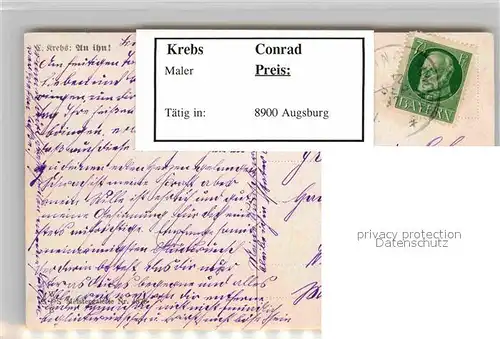 AK / Ansichtskarte Kuenstlerkarte Conrad Krebs An Ihn Brief Frau Tinte  Kat. Kuenstlerkarte