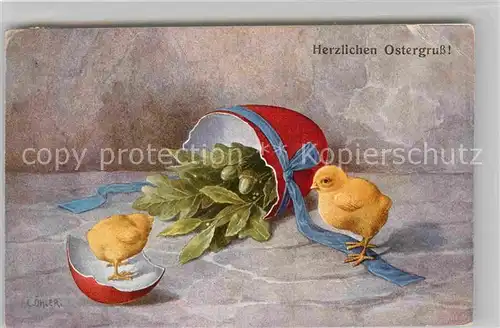 AK / Ansichtskarte Ostern Easter Paques Kuenstlerkarte Christoph oehler Kueken Osterei  Kat. Greetings