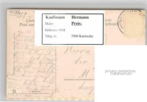 AK / Ansichtskarte Kuenstlerkarte Hermann Kaufmann Am Rhein da wachsen unsre Reben  Kat. Kuenstlerkarte