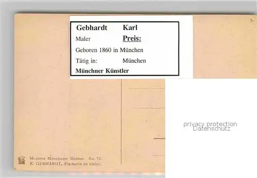 AK / Ansichtskarte Kuenstlerkarte Karl Gebhardt Fischerin du kleine Moderne Muenchener Meister Nr. 73 Kat. Kuenstlerkarte