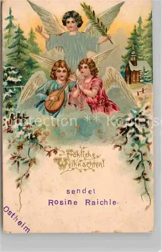 AK / Ansichtskarte Weihnachten Schutzengel Mandoline Litho  Kat. Greetings