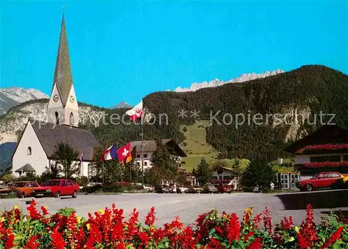 AK / Ansichtskarte Hinterthiersee Kirchenpartie mit Kaisergebirge Kat. Thiersee Tirol