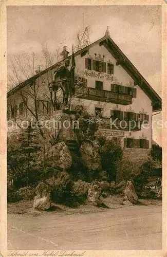 AK / Ansichtskarte Kochel See Gasthof zur Post Schmied von Kochel Denkmal Kat. Kochel a.See