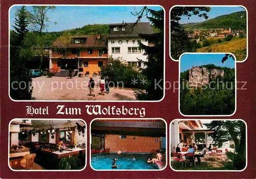 AK / Ansichtskarte Muehlbach Oberpfalz Hotel Zum Wolfsberg Gastraum Hallenbad Terrasse Panorama Burgruine Kat. Dietfurt a.d.Altmuehl