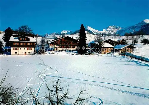 AK / Ansichtskarte Aeschi BE Jugendheim der ev Gesellschaft Winterpanorama mit Morgenberghorn Schwalmern First Berner Alpen