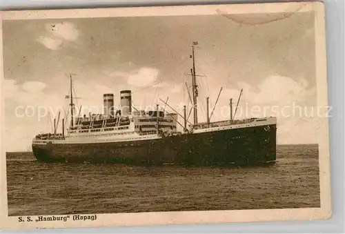 AK / Ansichtskarte Dampfer Oceanliner S.S. Hamburg Hapag  Kat. Schiffe